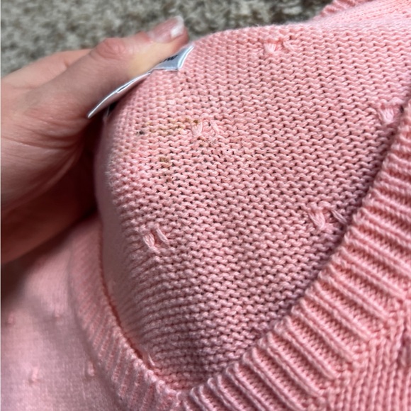 Croft & Barrow Light Pink Dot Knit V-Neck 3/4 Sleeve Sweater Women’s XL - Picture 6 of 9